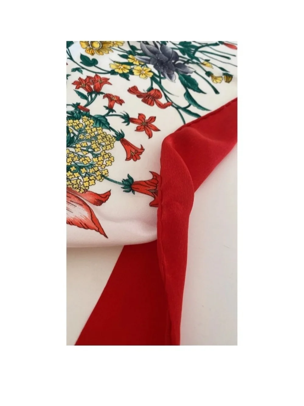 Gucci Floral Silk Scarf with Red Border